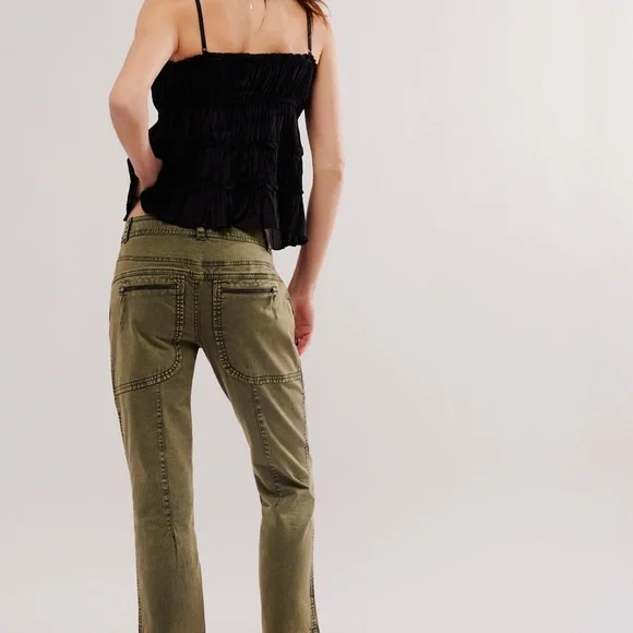 Free People Green Cropped Moto Pants - Picture 6 of 6